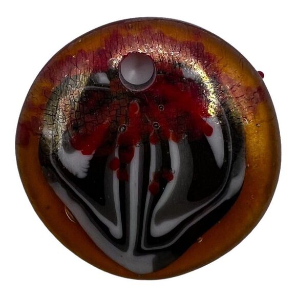 Large Abstract Art Handmade Dichroic Glass Statement red And Brown Pendant - Picture 1 of 3